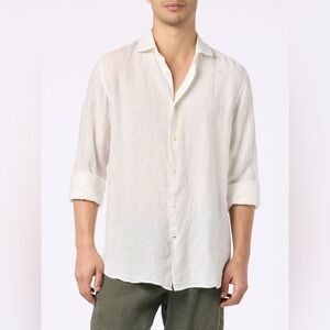MC2 Saint Barth MAN WHITE LINEN SHIRT PAMPLONA Size Medium 100% Linen